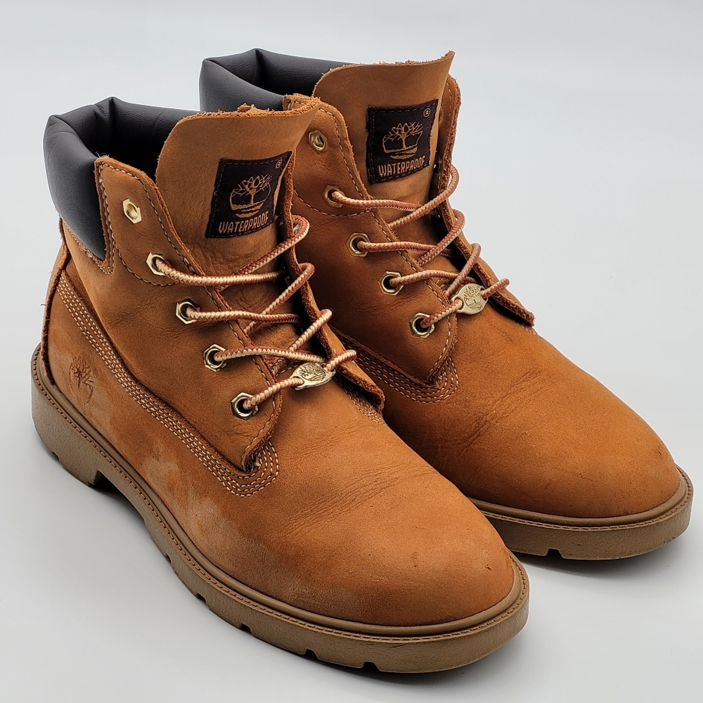 Timberland Premium Kids Tan Nubuck Waterproof Boots Size 5, Used
